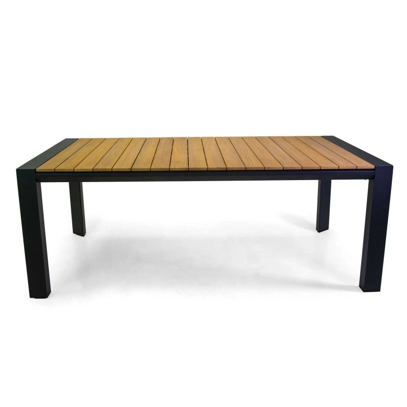 Tavolo alluminio allungabile Saigon antracite top teak cm 200/260/320x100h76
