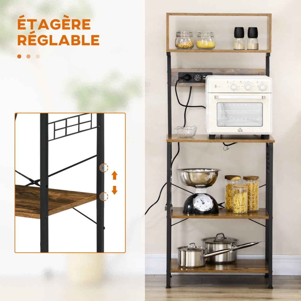 Tavolo da cucina con ripiani ¨C zephmum ¨C bianco, metallo, regolabile