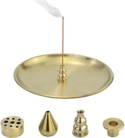 Supporto 4-in-1 per Stuzzicadenti in Ottone/Acero Inossidabile - 9 Fori - Bruciatore di Incenso - Meditazione - Design Sostenibile - Supporto per Incenso