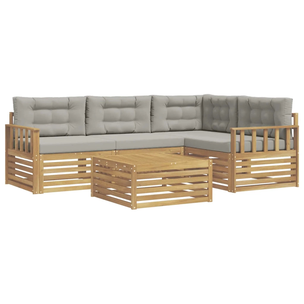 Set di divani da esterno 6 pcs Bianco e Grigio Chiaro