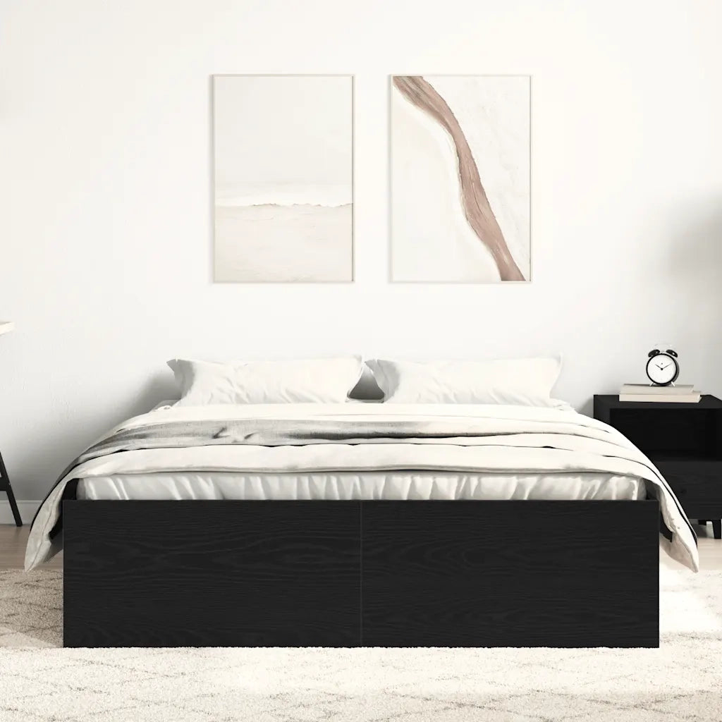 vidaXL Giroletto senza Materasso Rovere Nero 120x190 cm Truciolato