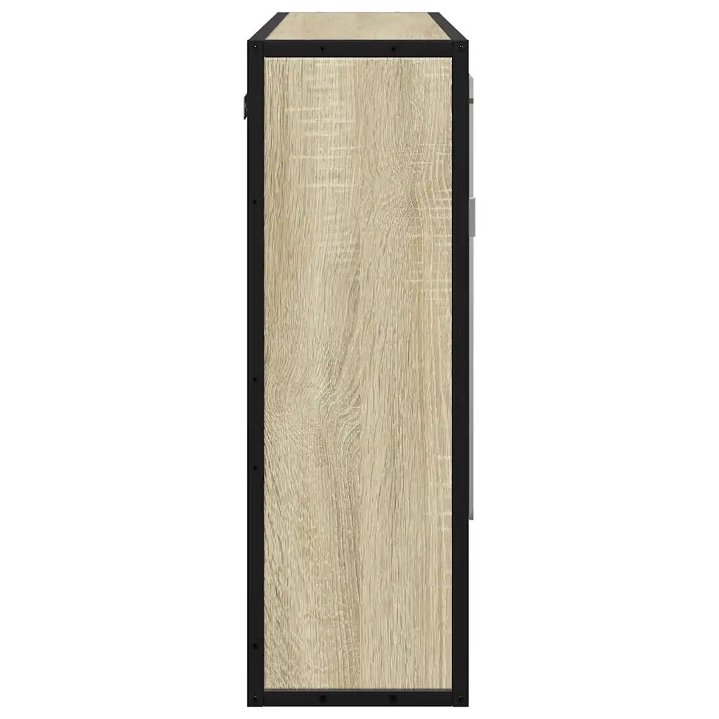Mobiletto con specchio per bagno in rovere Sonoma 65x20x60 cm in legno ingegnerizzato 849260