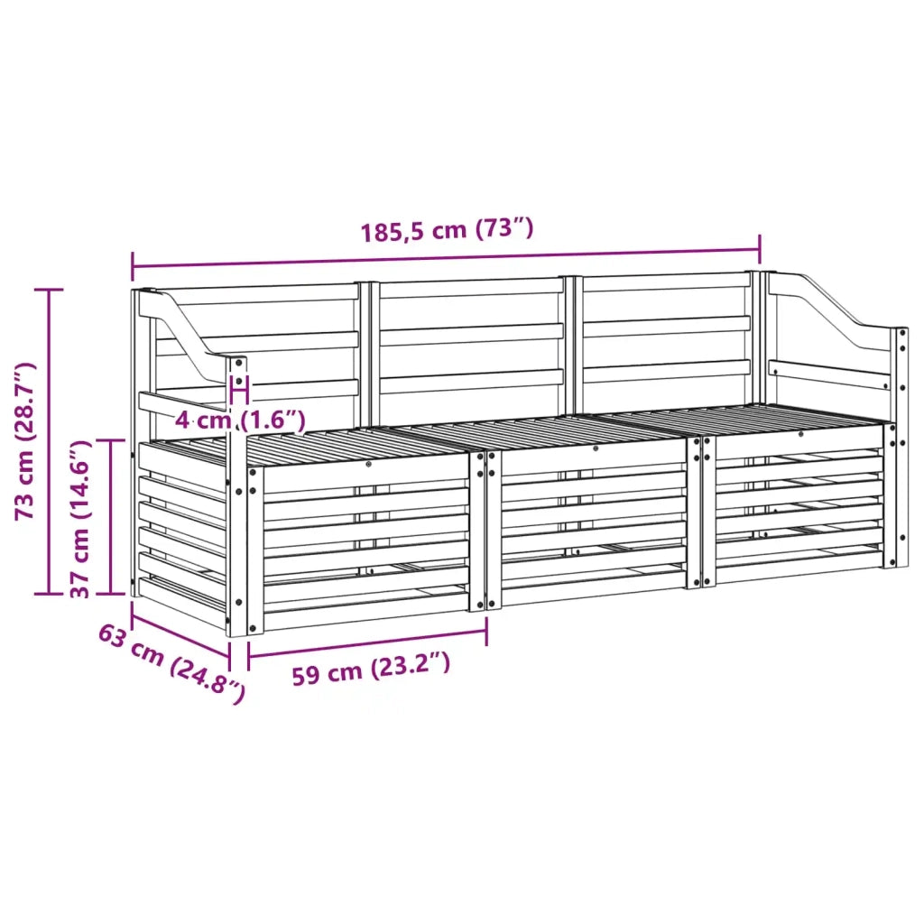 Set divani 3 pcs Naturale Legno di Acacia Massello 3374304