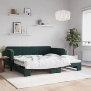 Divano Letto con Letto Estraibile Verde Scuro 100x200cm Velluto