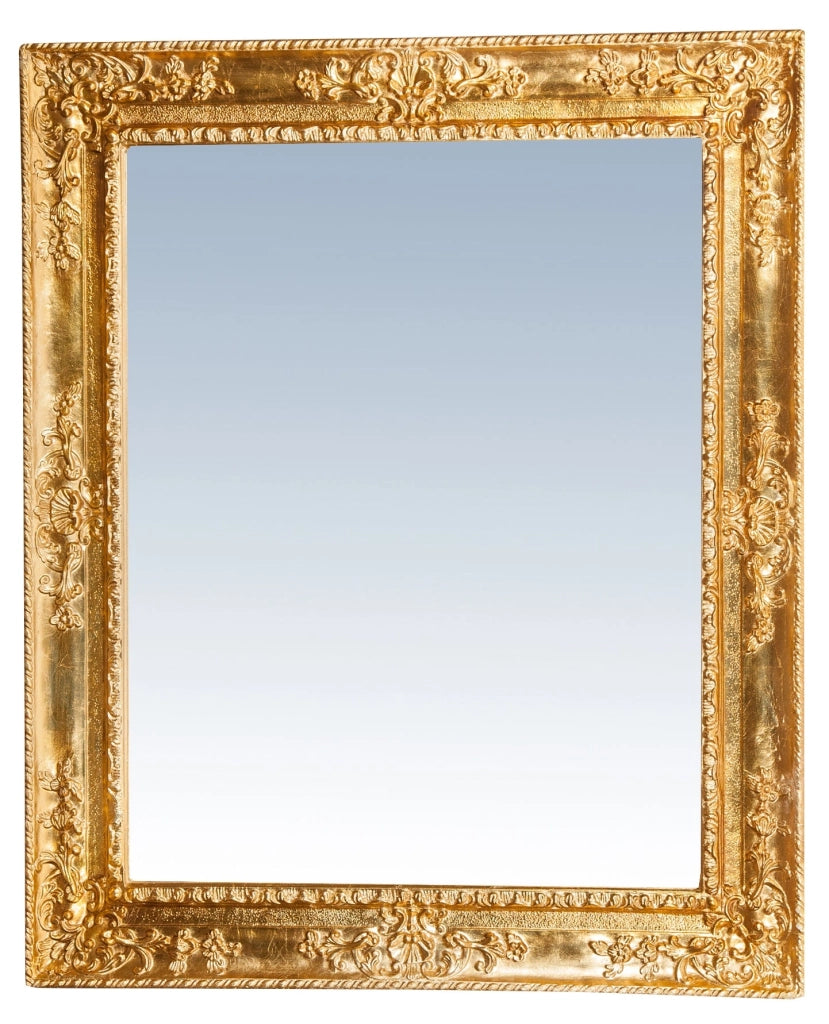 Biscottini Specchiera da parete verticale/orizzontale in legno finitura foglia oro anticato L91xPR5xH111 cm Made in Italy