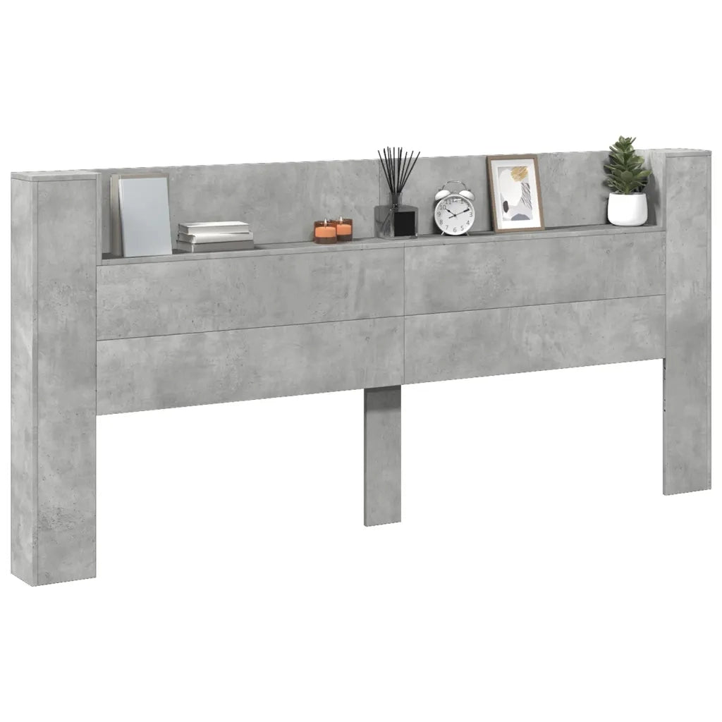vidaXL Testiera con Contenitore a LED Grigio Cemento 220x16,5x103,5 cm