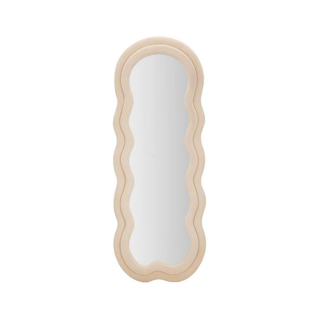 Specchio Marylin, Specchiera, Articolo d'arredo a muro, Decorazione con specchio, 60x4 h160 cm, Crema