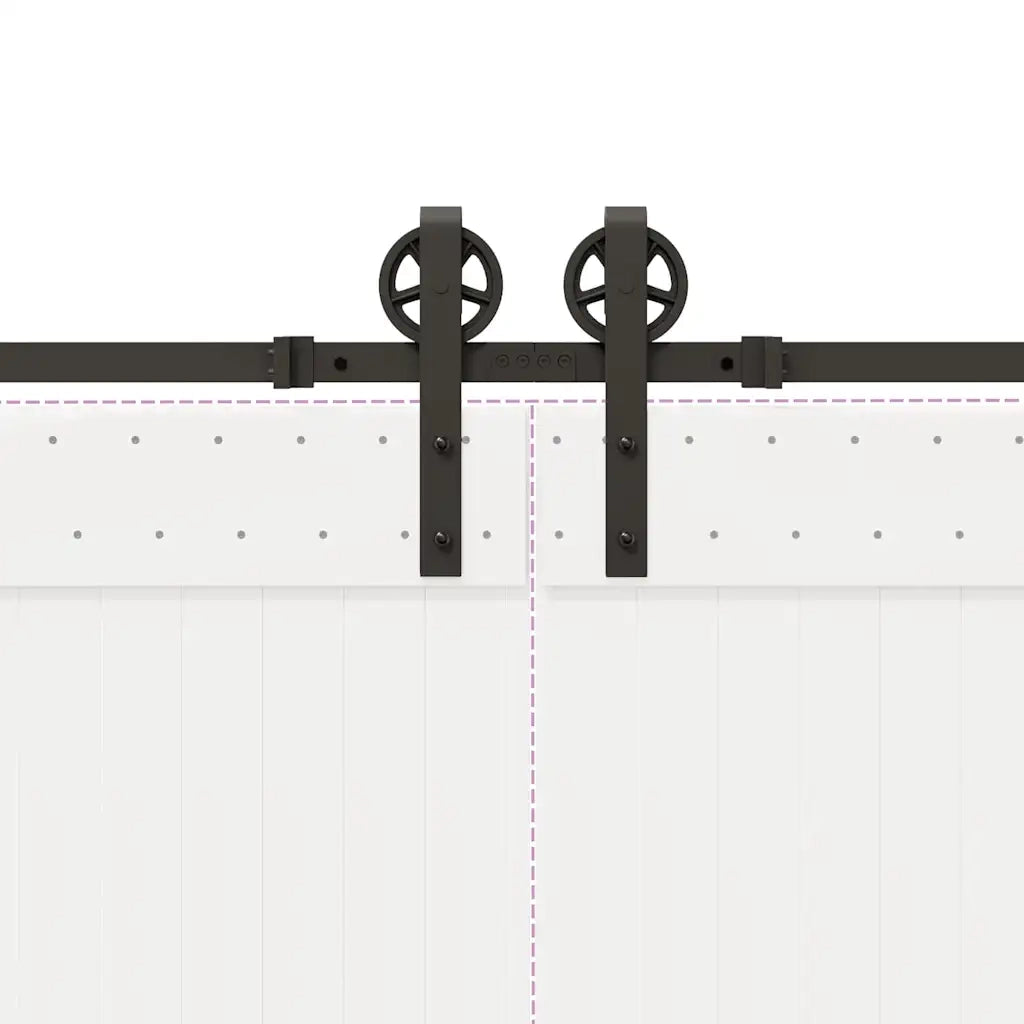 Kit di Binari per Porte Scorrevoli 366 cm Acciaio Nero CFW7698525