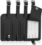 Etichette per Borse in Pelle, Set di Etichette per Bagaglio, 4 pezzi, Etichette per Identificazione del Bagaglio, Accessori per la Prevenzione di Perdita di Bagagli (Nero)