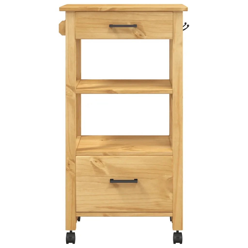 Carrello da Cucina MONZA 48x40x90 cm in Legno Massello di Pino