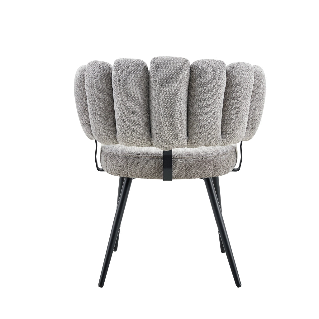 Sedie da Pranzo con Schienale a Fiore e Velluto ¨C Xylo ¨C Grigio Chiaro, Gambe in Metallo Nero, 80 cm