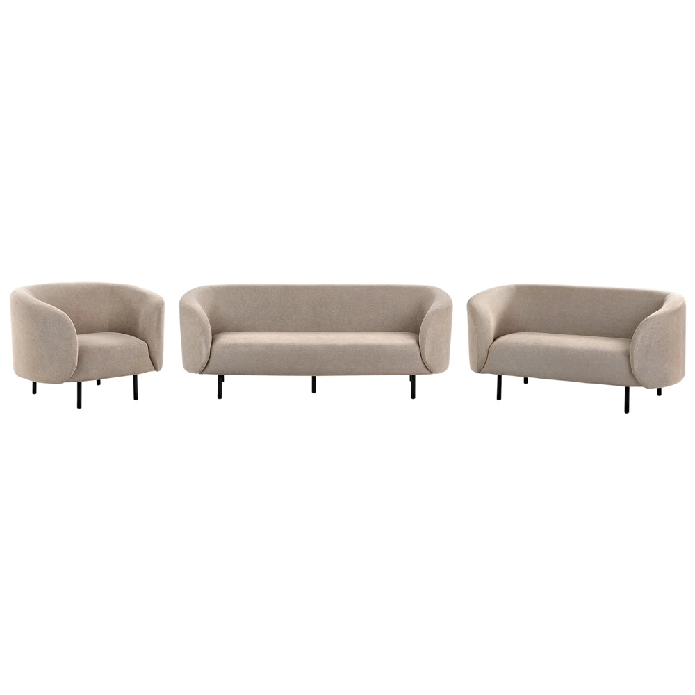 Set di 2 divani e poltrona in poliestere tortora con gambe nere stile glamour retrò soggiorno
