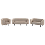 Set di 2 divani e poltrona in poliestere tortora con gambe nere stile glamour retrò soggiorno