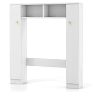 Scaffale sopra WC con doppia anta 2 scomparti aperti e 4 ripiani regolabili-Mobile a ponte per bagno Bianco