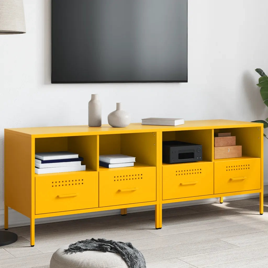 Mobili TV 2 pz Giallo Senape 68x39x50,5 cm in Acciaio