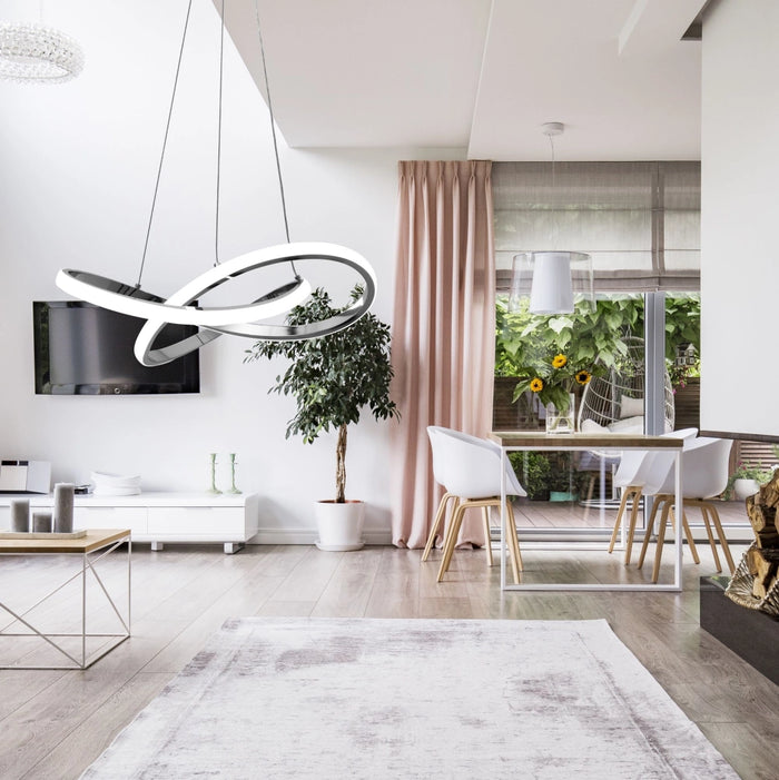 Lampada Da Soffitto Pensile Ring Moderno Led+telecomando App389-cp Bianco