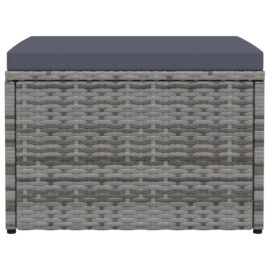 Poggiapiedi da Giardino con Cuscini Grigio in Polyrattan 310488
