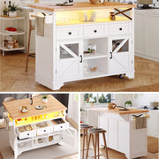 Carrello da cucina multifunzionale - Zephmum- Con LED, tavolo pieghevole e ruote