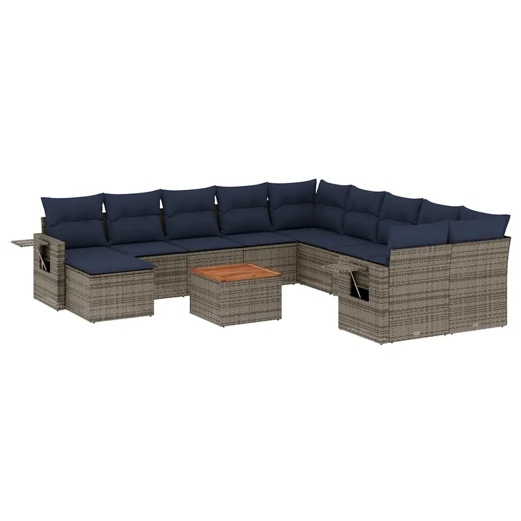 Set Divani da Giardino 12 pz con Cuscini Grigio in Polyrattan 3224864