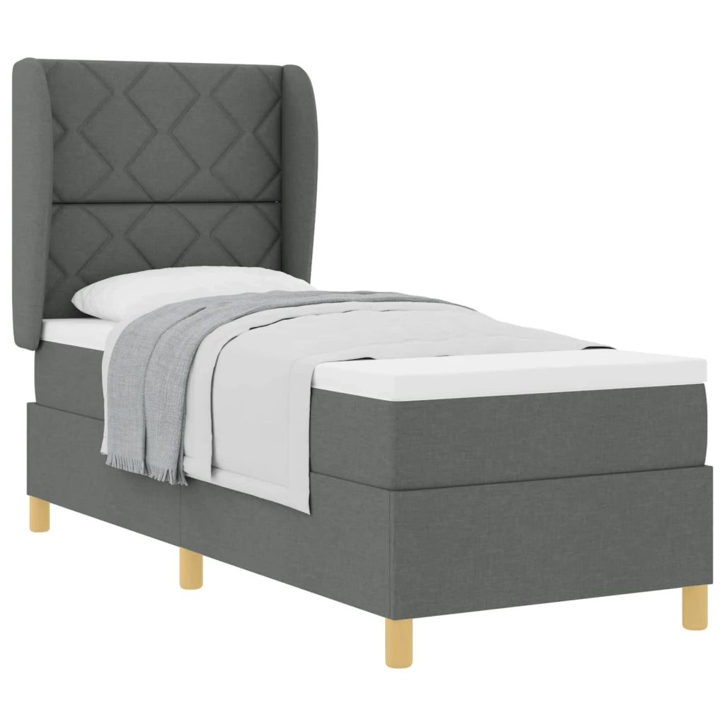Letto a molle con materasso Grigio scuro 200 x 80 cm Tessuto 3340782