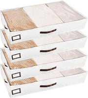 4 Contenitori di Stoccaggio sotto il Letto con Maniglie e Cestelli di Stoccaggio Flessibili per Abbigliamento, Coperte, Cappotti e Scarpe