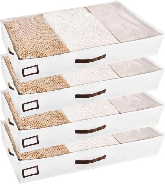 4 Contenitori di Stoccaggio sotto il Letto con Maniglie e Cestelli di Stoccaggio Flessibili per Abbigliamento, Coperte, Cappotti e Scarpe