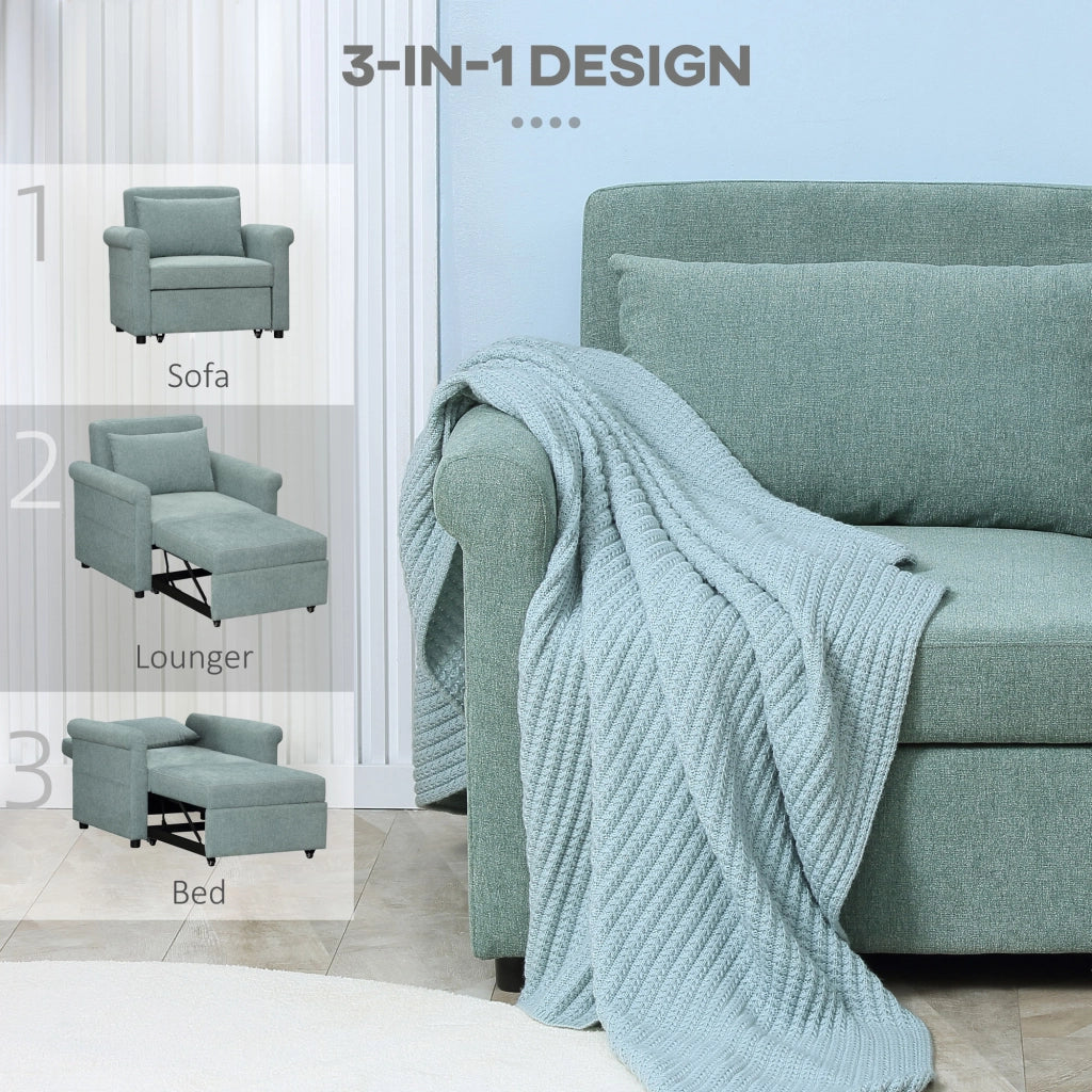 EasyComfort Poltrona Letto Singolo Salvaspazio Reclinabile su 4 Livelli con Seduta Imbottita, 96x84.5x87.5cm, Verde
