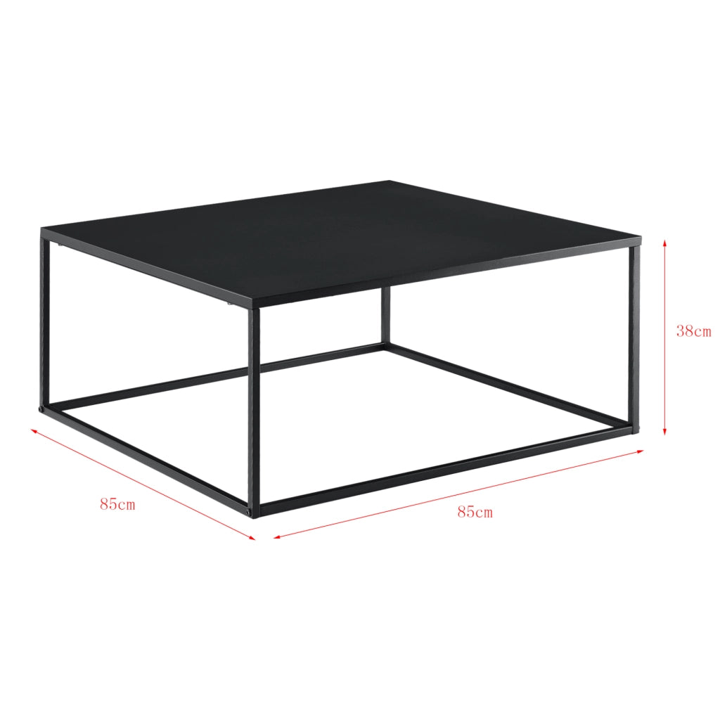 Tavolino da Caffè / da Divano 85 x 85 x 38 cm Tavolo Basso da Salotto in Forma Quadrata Consolle Multiuso in Metallo AntiGraffio - Nero