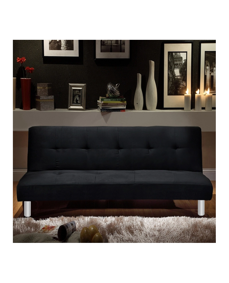 Divano letto 3 posti, reclinabile in microfibra nero180 cm Sicorage Soffy