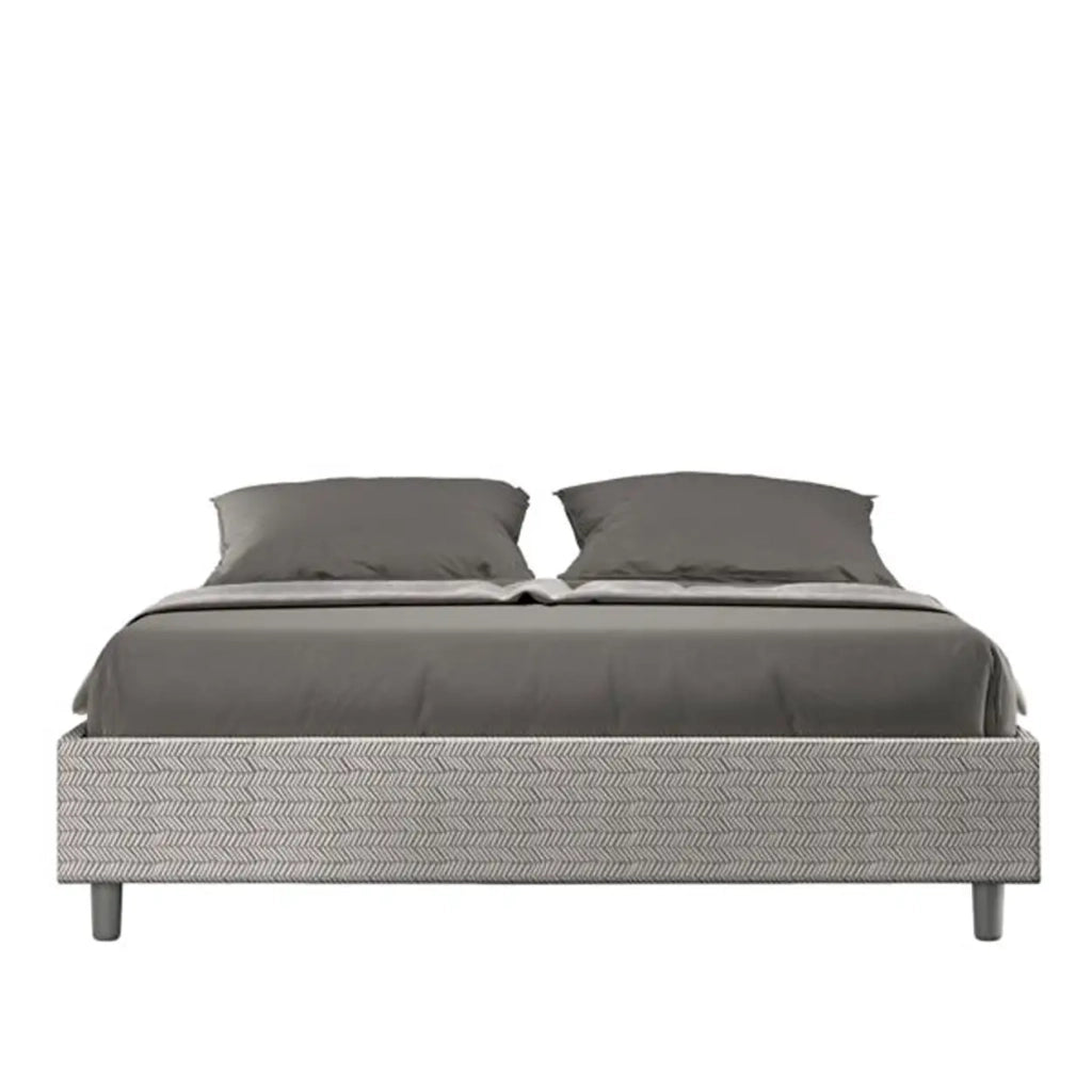 Letto matrimoniale contenitore imbottito 160x210 tessuto Aragona 1 bianco Azelia