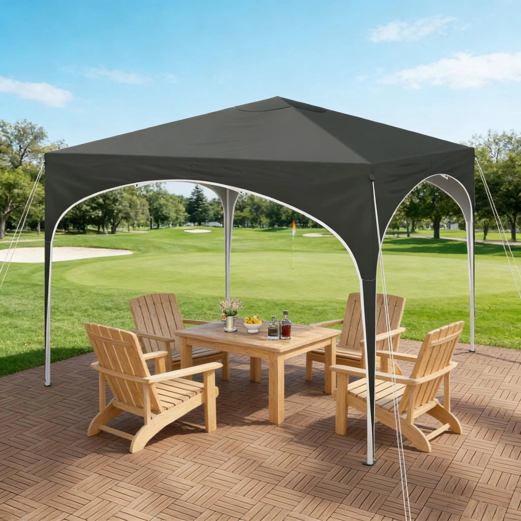 Gazebo pieghevole 3 x 3 m grigio con struttura in metallo e tetto in tessuto Oxford 210D