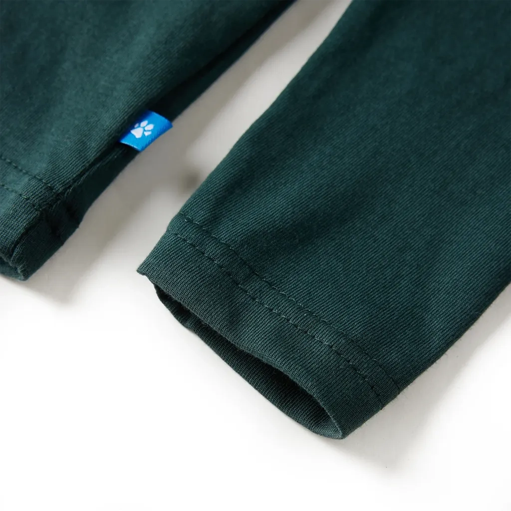 Maglietta da Bambino Maniche Lunghe Verde Scuro 128 13452
