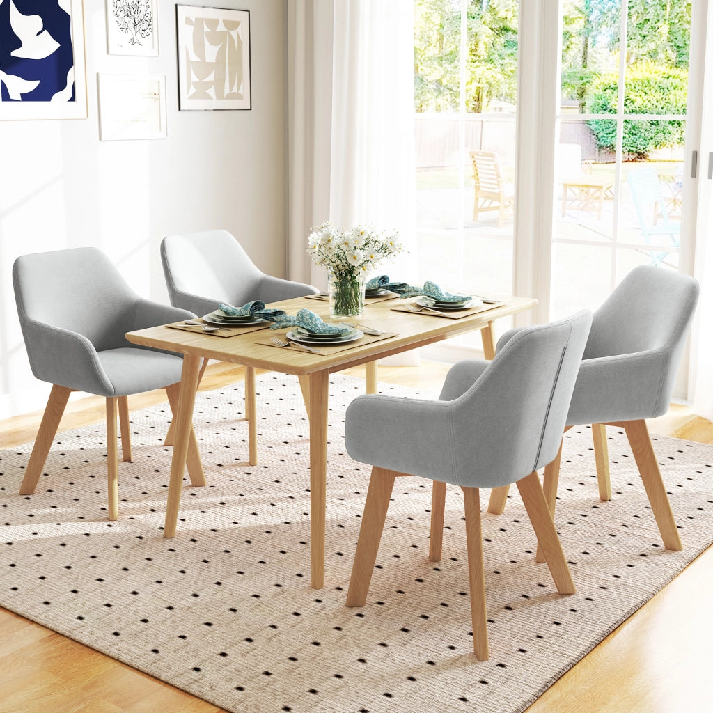 Set 2 Sedie da Pranzo ¨C Xylo ¨C Velluto Grigio Gambe Legno Naturale 54x57x80 cm