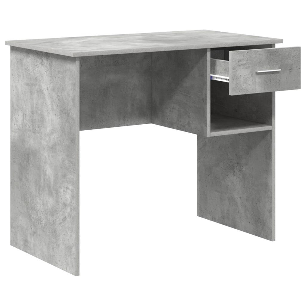 Scrivania con Spazio di Archiviazione Grigio Cemento 90x49.5x75 cm Legno Compresso