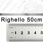 Trade Shop - Righello Metro 1mm A 50cm Metallo Acciaio Riga Multifunzione Segnatura Cm E Inch -