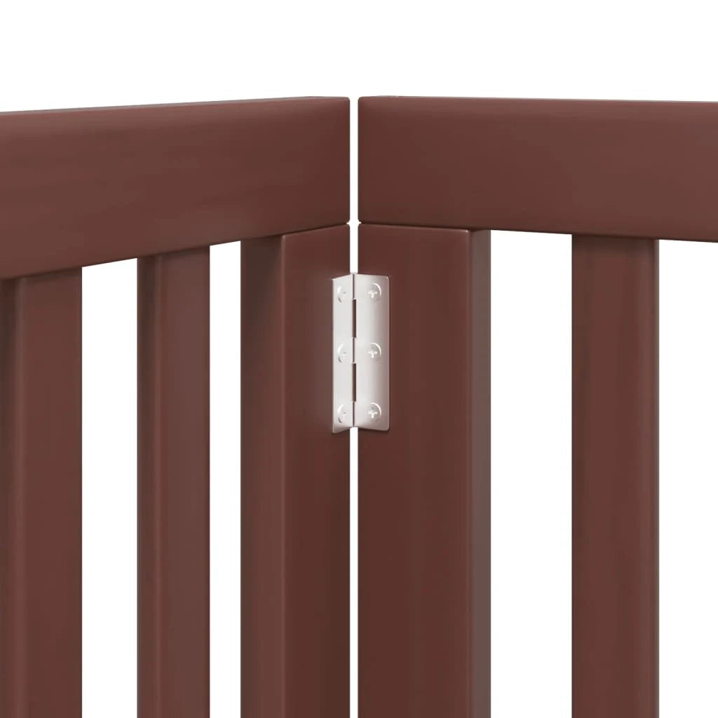 Cancelletto di sicurezza per animali domestici porta pieghevole 12 pannelli legno di pioppo marrone 02_0023142