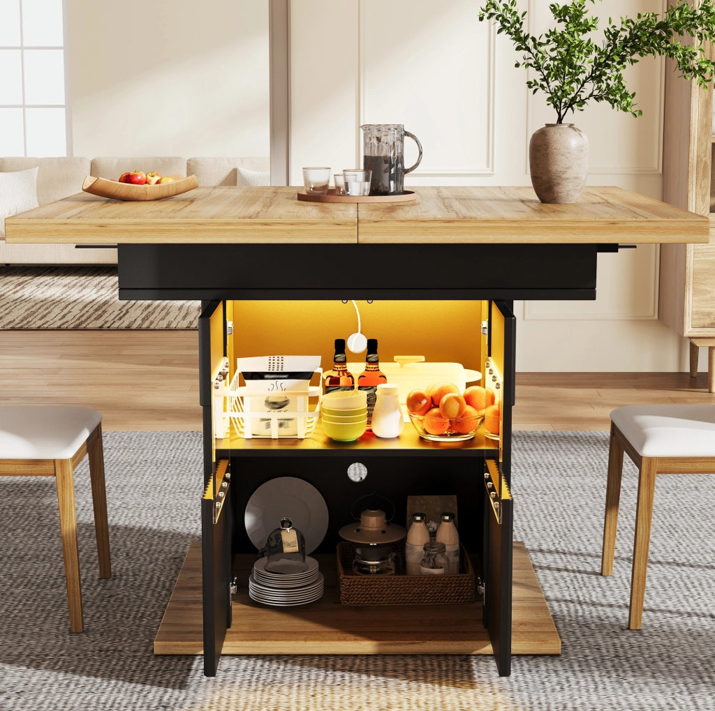 Tavolo da pranzo estensibile con contenitore LED 110-140 cm