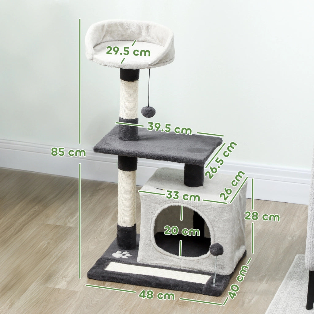 Tiragraffi per gatti con casetta e lettino ¨C Xylo ¨C Grigio 85cm