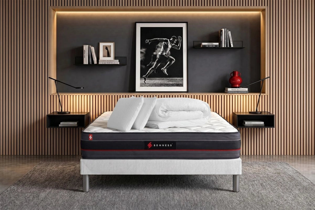 Pacchetto letto completo - Materasso 160x200cm + Box spring con doghe (kit) + 2 cuscini + Piumone - Regen