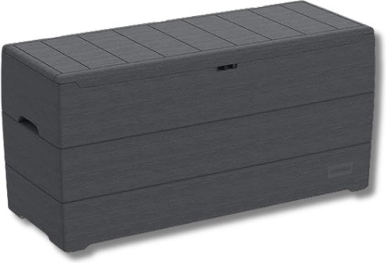 Cassetto di Stoccaggio Cuscino da Giardino - Cassetto di Stoccaggio Giardino 270L - Cassetto di Stoccaggio per Giardino con Struttura di Finestra di Legno attraente - Grigio Scuro