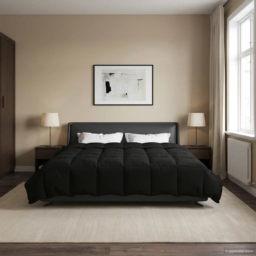 Duvet Invernale Trapuntato Nero 240 x 260 cm Microfibra