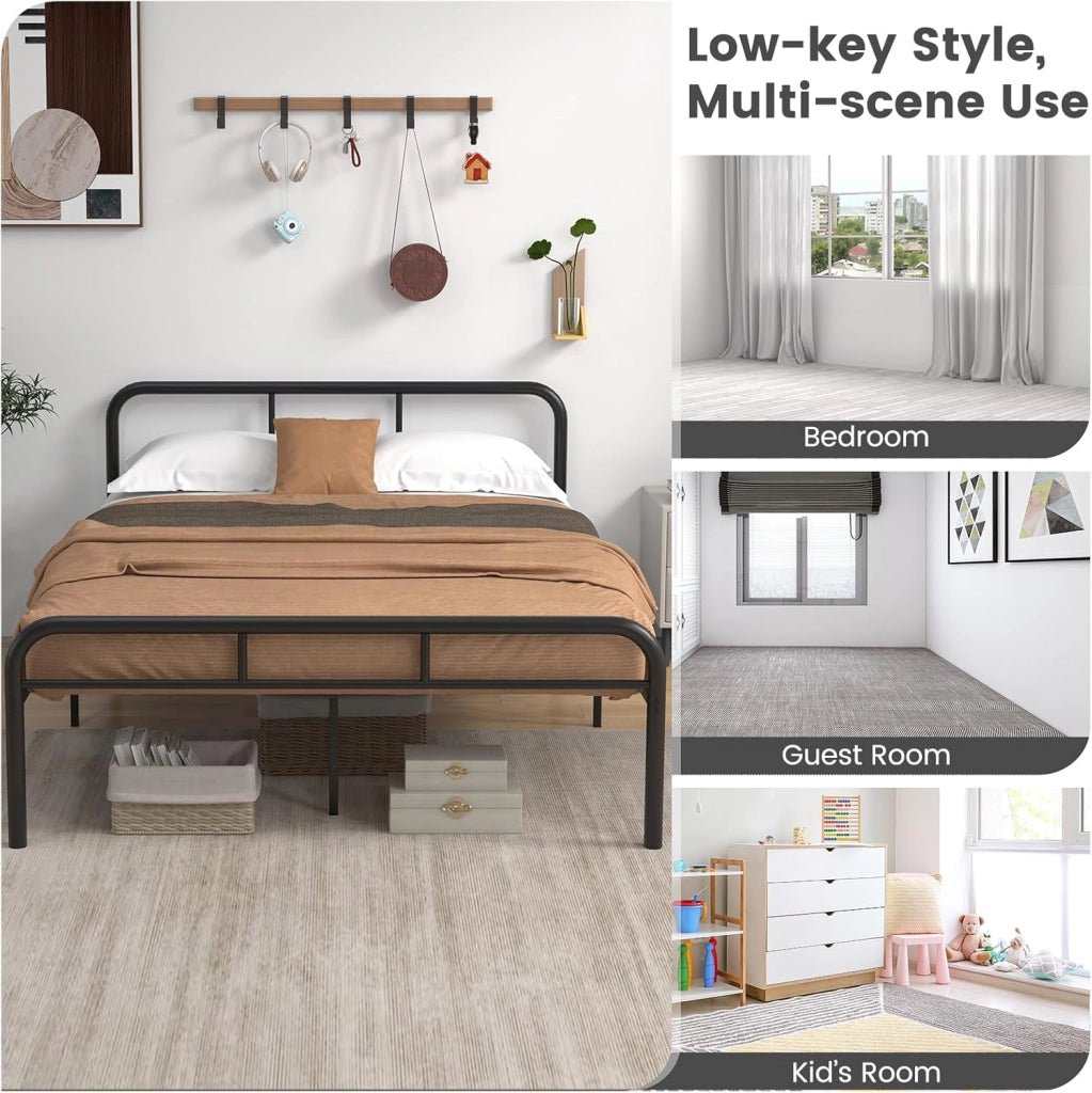 Telaio letto per materasso 90 x 200 cm, letto in metallo con rete a doghe, letto singolo in metallo con testiera e poggiapiedi, letto per ragazzi (per materasso 140 x 190 cm)