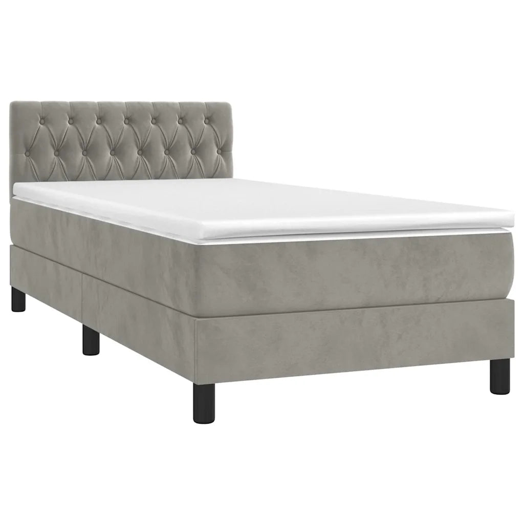 Giroletto a Molle con Materasso Grigio Chiaro 100x200cm Velluto 3141467