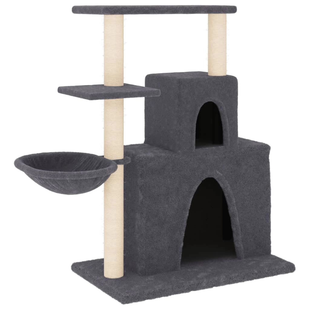 Tiragraffi per gatti Mobili per arrampicata su torre Tiragraffi piattaforma da arrampicata con tiragraffi in sisal scuro 83 cm grigio 02_0022711