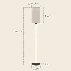 Lampada da Terra 40W con Interruttore a Pedale Ø25x161.5 cm Paralume in Tessuto Effetto Lino Nero e Beige