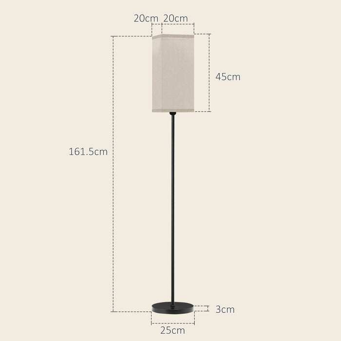 Lampada da Terra 40W con Interruttore a Pedale Ø25x161.5 cm Paralume in Tessuto Effetto Lino Nero e Beige