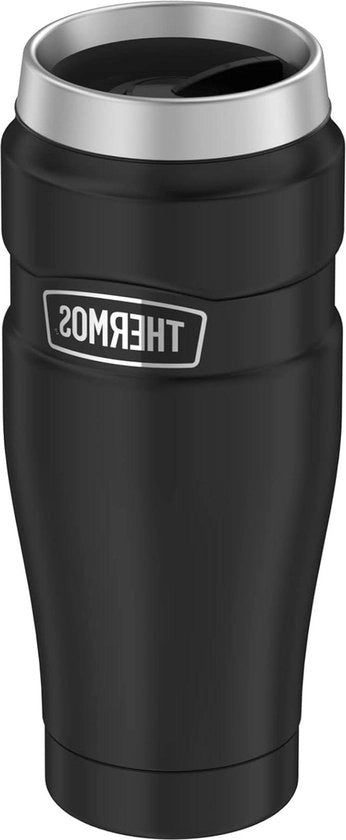 Bicchierino per caffè da asporto in acciaio inossidabile 047 L, base antiscivolo in materiale morbido nero, progettato per essere riutilizzato e sostenibile.