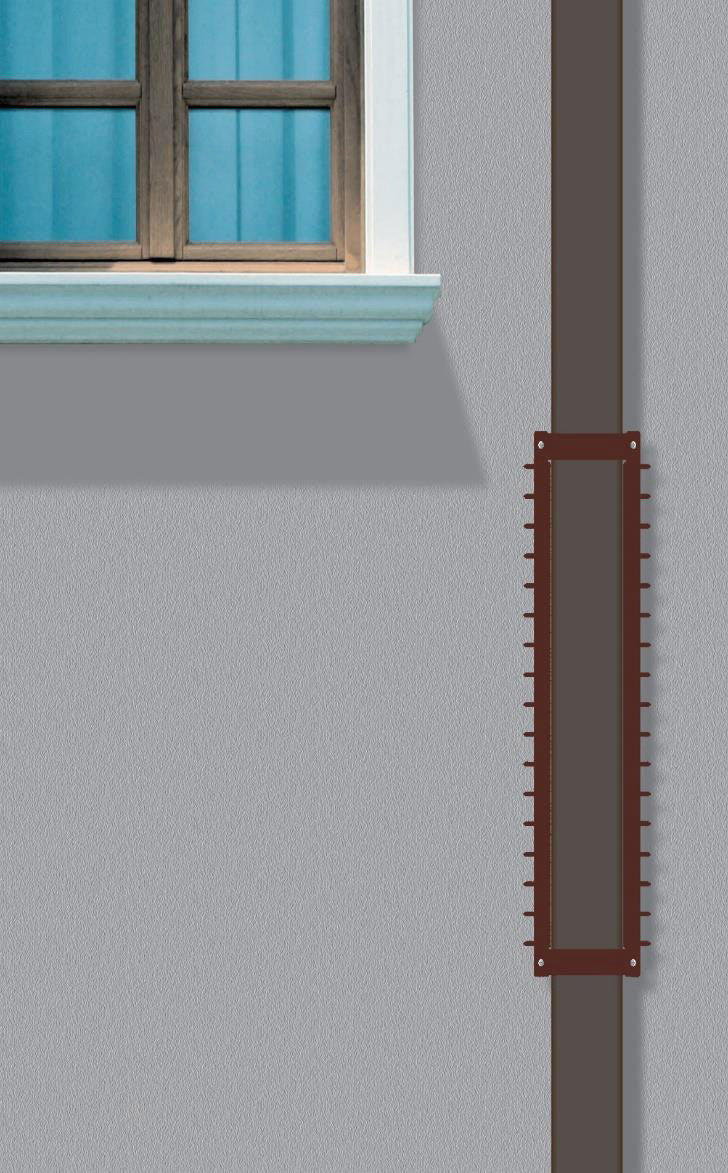 Sistema Antiladro con Punte in Acciaio per Pluviali Quadrati Tubi Esterni 120x120 mm Marrone