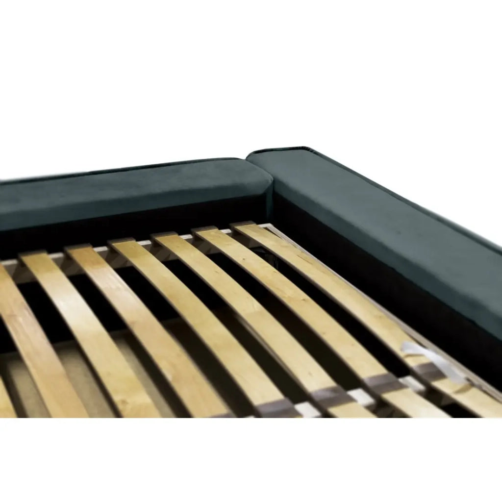 Lit coffre VELORA – Verde smeraldo – 160x200 cm – Tessuto velluto morbido – Rete sollevabile – Contenitore integrato