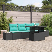 Set Divano da Giardino 5 pz 4-Numero di posti Nero e Turchese 3357829